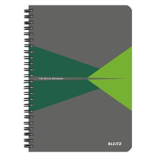 Leitz spirálfüzet, A5, kockás, 90 lap, &quot;Office&quot;, szürke-zöld (E44980055) füzet
