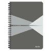 Leitz Spirálfüzet, A5, vonalas, 90 lap, laminált karton borító, LEITZ "Office", szürke