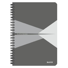 Leitz Spirálfüzet, A5, vonalas, 90 lap, laminált karton borító, LEITZ &quot;Office&quot;, szürke füzet
