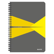 Leitz Spirálfüzet, a5, vonalas, 90 lap, laminált karton borító, leitz &quot;office&quot;, szürke-sárga 44590015 füzet