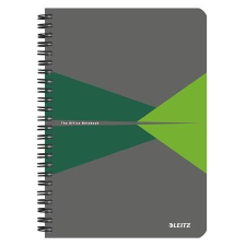 Leitz spirálfüzet, A5, vonalas, 90 lap, "Office", szürke-zöld (E44990055) (E44990055) füzet