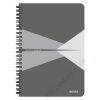 Leitz Spirálfüzet, A5, vonalas, 90 lap, PP borító, LEITZ "Office", szürke (E44990085)
