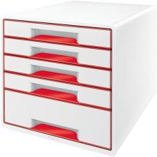 Leitz WOW CUBE, 5 fiókos, fehér-piros irattálca