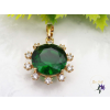 Lejla anitallergén nagy kerek köves medál 18K - smaragdzöld