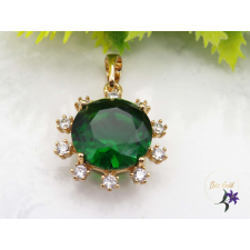  Lejla anitallergén nagy kerek köves medál 18K - smaragdzöld medál