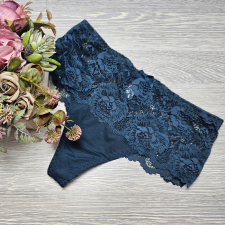 Lemila Magas derekú csipkés tanga 2XL, Grafit női alsó