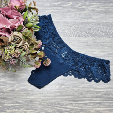 Lemila Női féltanga pamut csipke-derékkal L, smeraldo