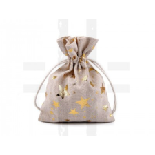  Len ajándék zsák fényes csillagok - 13 x 18 cm dekorációs kellék
