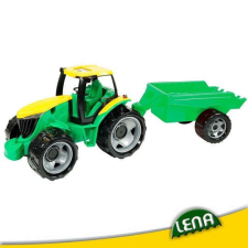 LENA: Óriás traktor utánfutóval - zöld, 94 cm autópálya és játékautó
