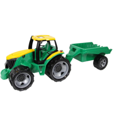LENA : Óriás traktor utánfutóval zöld/sárga 93cm autópálya és játékautó