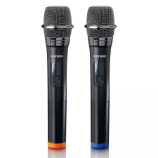 Lenco mcw-020bk set of 2 wireless microphones with portable battery powered receiver black mikrofon