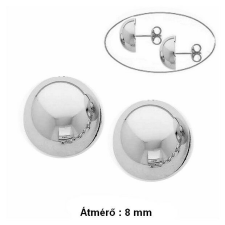 Lencse félgömb fülbevaló 8 mm átmérő, ezüst ékszer fülbevaló