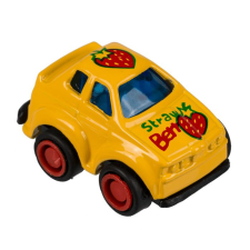  Lendkerekes mini játékautó - Sárga színű eper mintával autópálya és játékautó