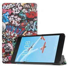  Lenovo Tab E7 (TB-7104F), Tablet tok, Trifold flip, graffiti mintás tablet tok