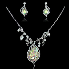 Leveles esküvői/alkalmi luxus ékszerszett színjátszó és áttetsző Swarovski kristályokkal (0036.) ékszer szett