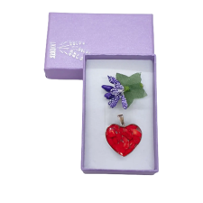 Levendula Álom Ajándékbolt Vörös jáspis acéltokos szív medál (2 cm) medál