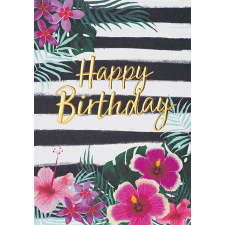 Leykam Alpina (BSB) BSB Black&Gold képeslap, Happy Birthday, tropical (állvány) képeslap