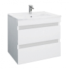 Leziter Cube 60 alsó fürdőszobabútor kerámia mosdóval 2 fiókos, magasfényű festett fehér