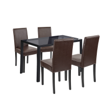 Leziter Karen 4+1 étkező garnitúra fekete-barna bútor