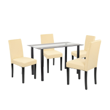 Leziter Karin 4+1 étkező garnitúra fekete-bézs bútor