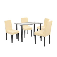 Leziter Karin 4+1 étkező garnitúra fekete-bézs bútor