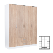 Leziter Miami gardróbszekrény 160x205 cm sonoma tölgy-fehér bútor