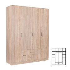 Leziter Miami gardróbszekrény 160x205 cm sonoma tölgy-sonoma tölgy bútor