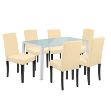 Leziter Mira 6+1 étkező garnitúra fehér-bézs bútor