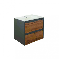 Leziter Porto 60 alsó fürdőszoba bútor mosdóval antracit-country tölgy színben fürdőszoba bútor