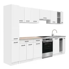 Leziter Praktik 270 konyhabútor fehér korpusz, fehér front bútor