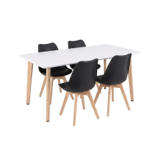 Leziter Silla 150 4+1 étkező garnitúra fehér-fekete bútor