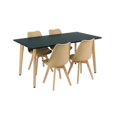 Leziter Silla 150 4+1 étkező garnitúra fekete-bézs bútor
