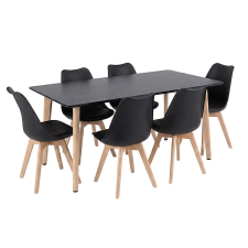 Leziter Silla 150 6+1 étkező garnitúra fekete-fekete bútor
