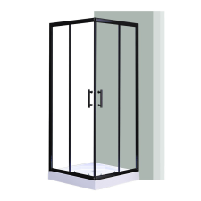 Leziter Spirit Clear 90x90 cm szögletes zuhanykabin, zuhanytálcával fekete kád, zuhanykabin
