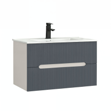 Leziter Trent 80 alsó fürdőszobabútor kerámia mosdóval (2 fiókos) fehér-antracit szürke fürdőszoba bútor