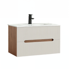 Leziter Trent 80 alsó fürdőszobabútor kerámia mosdóval (2 fiókos) sunset tölgy-fehér fürdőszoba bútor