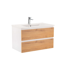 Leziter Vario Forte 80 alsó szekrény mosdóval fehér-tölgy fürdőszoba bútor