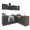 Leziter Yorki 220 sarok konyhablokk yorki tölgy korpusz,selyemfényű antracit fronttal alsó sütős elemmel