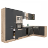 Leziter Yorki 370 sarok konyhablokk sonoma tölgy korpusz,selyemfényű antracit fronttal polcos szekrénnyel