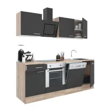 Leziter Yorki Konyhabútor - Sonoma Tölgy/Antracit - 220 cm bútor