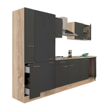 Leziter Yorki Konyhabútor - Sonoma Tölgy/Antracit - 300 cm bútor