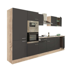 Leziter Yorki Konyhabútor - Sonoma Tölgy/Antracit - 330 cm bútor