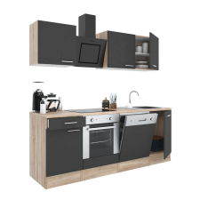 Leziter Yorki Konyhabútor - Sonoma Tölgy/Antracit - Alsó Sütő - 220 cm bútor