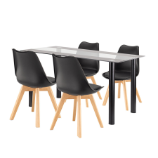 Leziter Zelma 4+1 étkező garnitúra fekete-fekete bútor