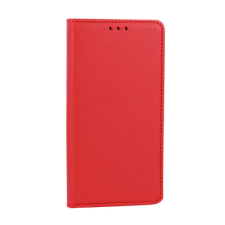 LG Q70, Oldalra nyíló flip tok, Smart, piros tok és táska