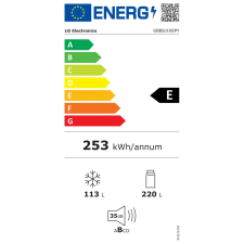  LG Szabadonálló Kombi Hűtőszekrény, 220L/113L, E, Ezüst hűtőgép, hűtőszekrény