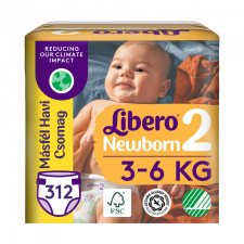 Libero Newborn 2 pelenka, 3-6 kg, MÁSFÉL HAVI PELENKACSOMAG 312 db pelenka