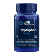 Life Extension Élethosszabbító L-triptofán 500mg, 90 Növényi kapszula vitamin és táplálékkiegészítő