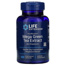 Life Extension koffein tartalmú mega zöld tea kivonat, koffein zöld tea kivonat, 100 gyógynövény kapszula vitamin és táplálékkiegészítő