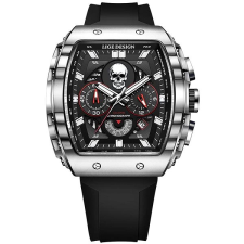 LIGE Man szilikon 89112-3 - fekete/ezüst karóra